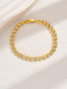 1 件全水晶罗马风格手链，适合日常佩戴 - 金色 - 查看 9