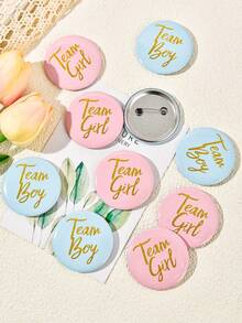 10/20/30個嬰兒洗禮性別揭曉徽章，男孩隊女孩隊徽章，鍍錫男孩女孩徽章，歡迎派對徽章，性別揭曉派對裝飾 - 多色 - 查看 6