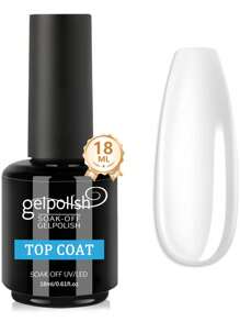 1 Bottle 18ml No-Wipe Glossy Top Coat Gel, Long-Lasting Shine, Removable With LED Nail Lamp, Gift For Women - Clear - View 8
