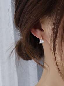 1 Pair Vintage Fashionable Metal Block Minimalist Stud Earrings For Women