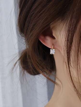 1 par de pendientes de aro metálicos minimalistas de estilo vintage para mujer