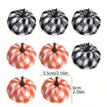 6/8 Stücke bunter karierter Stoff Schaum Künstliche Kürbis Set, beinhaltet 2 verschiedene Farbstile mit je 8 künstlichen Kürbissen, geeignet für Herbst Erntefest Dekoration, Halloween Feiertags Deko, Party Requisiten, zum Selbermachen
