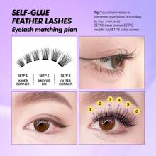 [39Pcs]GENIELASH Glue-Free Feather Eyelash For Beginner Self Adhesive Eyelashes Natural False Eyelashes No Need Glue