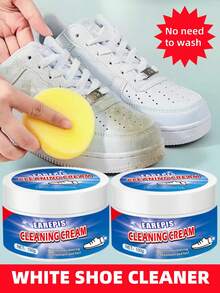 Sports Shoes Whitening And Cleaning Cream (With Sponge) - Removes Stains And Wear Marks From Sports Shoes, Boots And Canvas Shoes. It Is Made Of Plastic Material And Contains Chemicals. It Is A Fast And Effective Shoe Care Cleaner. 1 Tablet Of Sponge Cleaning Cream, 1 Tablet Of Multi-Purpose Cleaning Cream - Multicolor - View 3