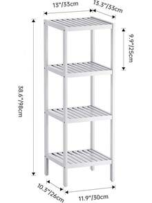 Mensola da bagno, organizer in bambù a 4 ripiani, mensola multifunzionale per soggiorno, camera da letto e cucina (naturale)
