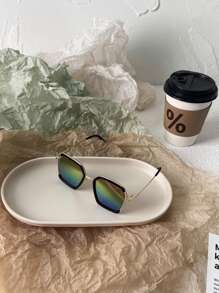 1 par de gafas ultraligeras para niños, cómodas de usar para niños y niñas, adecuadas para fotografía, uso casual, fiestas, ciclismo, viajes, deportes, con montura cuadrada personalizada, diseño de cejas, con estilo a la moda