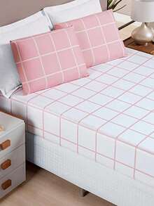 4-Piece King\Queen\Double\3-Piece Single Bed Set 200 Thread Count Percale Austin Print - Rosa - 查看 3
