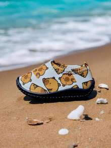 Zapatos Acuaticos para Niños Con Diseño de Capybara y Pollitos Dibujos Animados Antideslizantes con Suela de Goma - Café integral - Ver 1