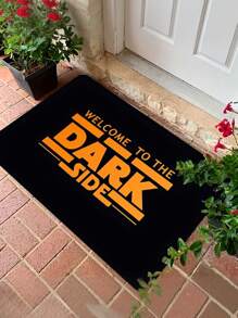 1pc Minimalist Fashion Style Dark Color Letter Print Doormat, Indoor Entrance Mat, Elastic Bathroom Mat, Bathroom Non-Slip Mat, Modern Simple Design, Absorbent, Anti-Slip And Durable Small Rug, Kitchen Floor Mat, Flannel Bathroom Non-Slip Mat, Suitable For Bathroom, Living Room, Bedroom, Kitchen, Shower Room, Home Decor, Shower Room And Party Carpet, Bathroom Decor, Bathroom Mat, Bathroom Accessories