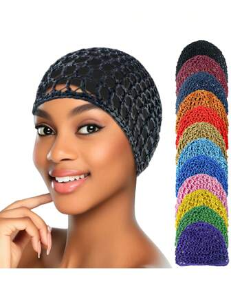 1/4 PCS Hair Nets Cap Sleeping Hairnet Snoods Wrap Bonnets Long Straight Curl Wig Head Protector Black Mesh Wrapping Crochet Wave Cook Hats Bun Lift Strap Weaving Sew For Women Ballet