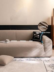 1pc All-Season Stretchy Sofa Cover, Anti-Slip Full Coverage Sofa Seat Cushion Slipcover, Machine Washable Dust-Proof Sofa Blanket, Pet-Friendly For Bedroom, Office, Living Room, Single/2/3/4 Seater - Khaki - View 7