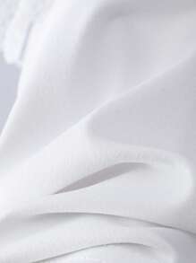 Girls Casual Elegant Cap Sleeve Lace Trim Solid Color T-Shirt, Spring/Summer