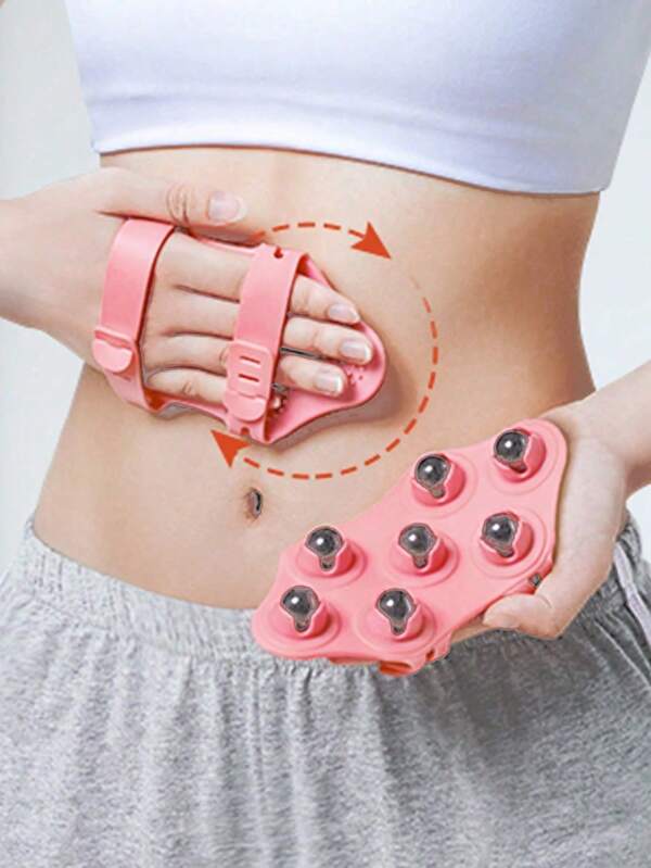 1pc Pink 7-Ball Massager Roller, Massage Abdomen, Leg, Relax Thigh, Magnetic 7-Ball Slim Waist Body Shaper