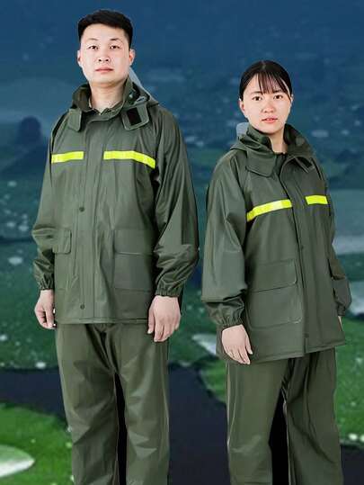 1件男女通用户外连帽防水雨衣，带反光条和透气孔，保暖透气，适合闺蜜节、宠物派对、嘉年华、聚会装饰