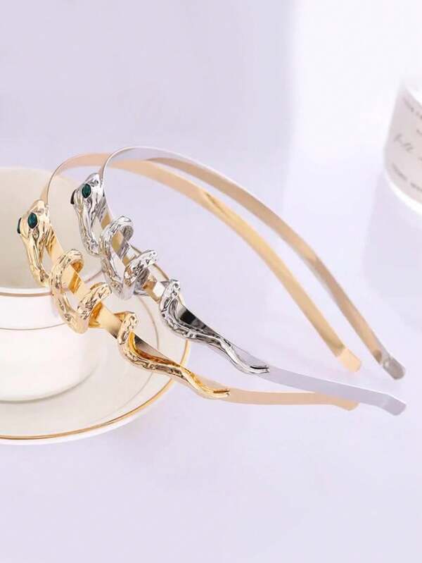 1 pezzo Fascia per capelli in metallo a forma di serpente, accessorio di alta gamma di nicchia, copricapo personalizzato per donna, fasce per capelli, accessori per capelli