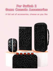 Accessories For 2 (2025), Black Leopard Print Pattern, Compatible With Switch 2 / Switch OLED / Switch NS Console Protective Case, Storage Bag, And Cartridge Slot Base Cover. Protect Your Beloved Console And Also An Excellent Gift Compatible With Switch Players. - Multicolor - View 1