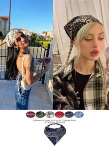 1 pièce Bandeau rétro, nouveau style foulard triangulaire en tissu, foulard triangulaire élastique et respirant pour envelopper la tête des femmes