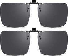 CAXMAN Polarized Clip On Sunglasses Over Prescription Glasses For Men Women UV Protection - Grey - Rectangle - View 1