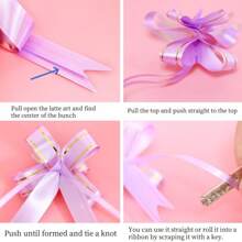 100/Pcs Gift Basket Pull Bows Random Colors, 10 Colors (Small Color Difference) Spring Gift Wrapping Decoration, Gold Decorative Pull Bows With Ribbon, Large Pull Bows For Birthday Wedding Easter Gift Wrapping