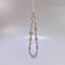 Pink Phone Lanyard, Crystal Shell Phone Wrist Strap, Camera & Phone Decor Lanyard