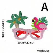 1pc Hawaiian Decorative Sunglasses, Flower & Flamingo Patterned Party Costume, Photo Prop Funny Eyeglasses