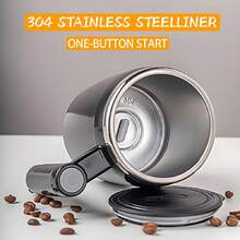 380ml Taza de Café Negra / Rosa Auto Agitadora Automática Magnética, Recargable por USB 380 ML Vaso Mezclador Eléctrico de Alta Velocidad Agitador Magnético Automático con Tapa para Café/Leche/Proteína en Polvo/Chocolate Caliente - Doble Funcionalidad, Uso con una Mano, Limpieza sin Esfuerzo - Negro - Ver 12