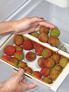 2/1 pieza Estante colgante de almacenamiento para cocina de RV, caja de almacenamiento de huevos y frutas para refrigerador, caja de conservación de alimentos estilo cajón, accesorios de cocina, estante de almacenamiento para refrigerador - Blanco - Ver 7