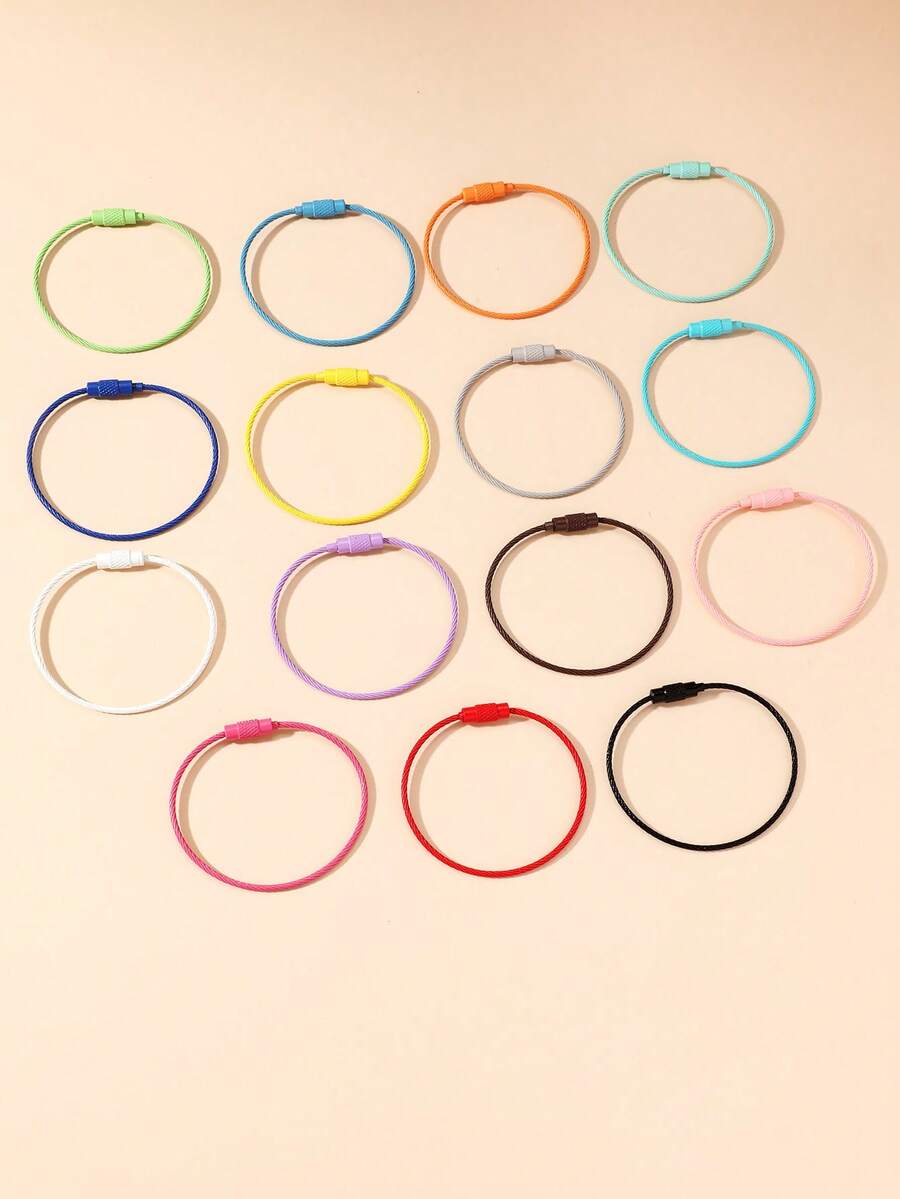 5/10/20pcs Metal Colorful Painted Steel Wire Ring Key Chain DIY Bag Accessories - Random Color - View 1