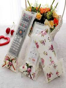1pc Fabric Floral Remote Control Dust Cover, Remote Holder Decor, Cute Home Decoration,Kitchen Decor,Household Items,Mother's Day Gift,Bedroom Decor,Garden,Kitchen Decor,Summer,Beach,Travel Essentials,Room Decor,Squishy,Graduation - Multicolor - View 1