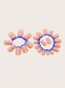 24 Peças Kit de Unhas Postiças Francesas de Formato Quadrado Médio Azul, Unhas Degrade Ombré Estelar com Detalhes de Estrelas e Pontos, Ajuste Perfeito para Unhas Postiças, Kit Completo de Unhas Falsas, Inclui 1 Peça folha de Adesivos e 1 Peça Mini Lixa, para Uso Diário, Escritório, Casa, Festa, Acessórios de Joias Femininas, Pontas de Unhas Falsas, 1 Peça Tira de Lixa Jelly Gel, Envio Aleatório