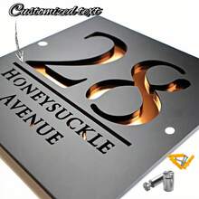 Personalized Acrylic House Number Sign - 3D Hollow Black Gold Custom Address Plate For Home, Apartment, Shop | Modern Font, Weatherproof, Easy To Install | Enhance Curb Appeal - Multicolor - View 2