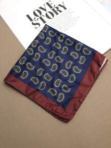 1pc Men's Floral Geometric Pocket Square/Handkerchief, Suitable For Suits, Business, Street Style