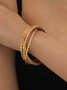 1 件多层线圈波浪图案手链，一体式女士珠宝，夏季海滩礼物