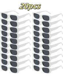 1 Pair/20 Pairs Retro Square Glasses, Black & White, Unisex Eyewear For Party Wedding And Sports Event - Multicolor - View 4