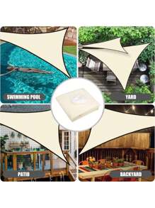 Vela de sombra triangular, toldo de sombra para exteriores de color blanco lechoso, transpirable, bloquea el 95% de los rayos UV y resistente al agua, para patio, balcones, jardín, fiestas y actividades al aire libre