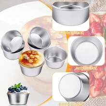 10 Tart Moulds Pudding Cups Stainless Steel Dipping Cups Reusable Round Non-Stick Baking Cups Are Suitable For Outdoor Camping Cookware - 1 - View 3