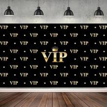 1p Black Simple Background Party Decoration VIP Base Pattern Banner Supplies Photo Booth Scene Props Indoor/Outdoor/Garden Home Decoration Paintings No Charging Required, Multi-Purpose - Multicolor - View 2