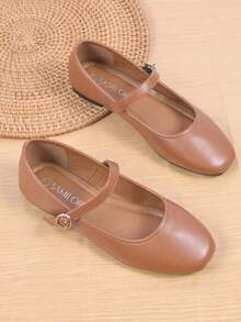 Women's Flat Shoes - Square Toe, Adjustable Buckle Design, Elegant Women's Sandals, Formal Shoes For Valentine's Day, Carnival Gifts, Brown - 棕色 - 查看 4