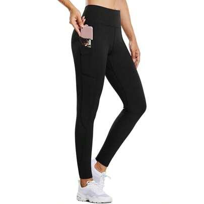 Baleaf Women's Fleece Lined Leggings Water Resistant High Waisted Thermal Winter Running Hiking Sports Trousers With Pockets