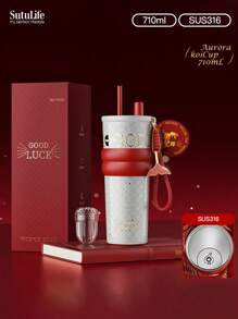 Vaso térmico de gran capacidad de 500ml/700ml/710ml - Taza de café de acero inoxidable con tapa, vaso de viaje para bebidas calientes y frías, compatible con portavasos de coche, material, tapa con boquilla y soporte para pajita, banda de silicona antideslizante para sujetar, portátil para exteriores, camping, oficina, regalo de botella de agua para novia, estudiante, vuelta al cole para niños