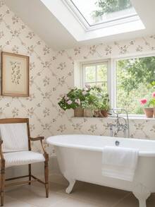 简约花卉植物壁纸，花卉自粘壁纸，即撕即贴壁纸，浅粉色背景壁纸，可移除壁纸，适用于客厅、卧室、墙面、家具翻新装饰贴纸，单片尺寸：17.7 英寸 x 6.5 英尺/9.8 英尺，翻新贴纸可撕下并粘贴在墙板上，壁纸，春季装饰，焕新家居，Rama 装饰贴纸礼品，生日毕业礼物