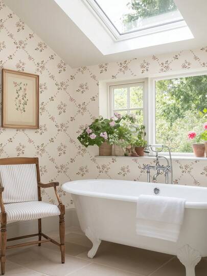 Minimalist Floral Plant Wallpaper, Floral Self-Adhesive Wallpaper, Peel And Stick Wallpaper, Light Pink Background Wallpaper, Removable Wallpaper, Suitable For Living Room, Bedroom, Walls, Furniture Renovation Decorative Stickers, Single Piece Size: 17.7 Inches X 6.5 Feet/9.8 Feet, Renovation Stickers Can Be Peeled And Stuck On Wall Panels, Wallpaper, Spring Decor, Refresh Your Home, Rama Decorative Sticker Gift, Birthday Graduation Gift