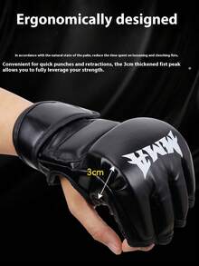 1 par de guantes de boxeo, guantes protectores de kickboxing, guantes de entrenamiento de boxeo con dedos medios, guantes de boxeo MMA para adultos en el gimnasio - Multicolor - Ver 3