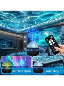 1 pièce Lampe à projection à effet vague d'eau, lampe LED multifonction alimentée par USB, lampe d'atmosphère ciel étoilé, lampe de lecture de livre électronique, éclairage décoratif pour la maison, convient pour la chambre à coucher, le salon, cadeaux de fête
