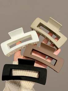 4/1pc Women's Square Large Hair Clip Fashionable And Versatile, Lightweight Plastic Hair Claws For Showering, Washing Face, And Matching With Clothes - Multicolor - View 19