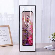1pc Customized Text Wine Bottle Storage Gift Bag, Holiday Party & Daily Wine Bottle Carrying Bag With Transparent Window For Single Bottle Wine Gift Packaging