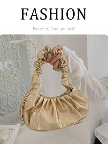 [Bolso de mano elegante] Bolso tipo hobo con pliegues en forma de nube | | Cierre magnético, correa arrugada | Bolso de mujer | Para outfits casuales o de noche | Elegante