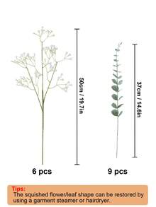 15/30支满天星仿真花，假桉树叶花束，桉树枝，仿真植物，仿桉树枝，白色满天星花束，触感逼真，适用于婚礼花艺布置、派对家居装饰 - 綠色 - 查看 12