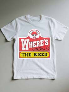 Humorous Teasing 220g 100% Pure Cotton Heavyweight Basic T-Shirts For Men Women With Digital Transfer Print Short Sleeve Round Crew Neck Casual Summer Tops Loose Classic-Fit Tee - White - View 1