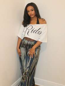 Steph T Quần Jeans Ống Rộng Rách Co Giãn Lưng Thun Cho Nữ Quần Jeans Denim Thường Ngày Quần Jeans Rách Cổ Điển Y2K Thời Trang Đường Phố Quần Dài Rộng Cho Mặc Hàng Ngày - Nhiều màu - Xem 1